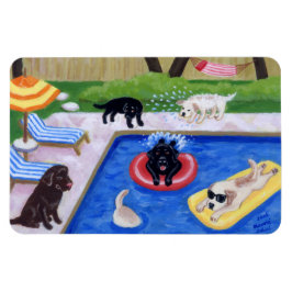 Bassäng Party Labradors Roligt Painting Magnet
