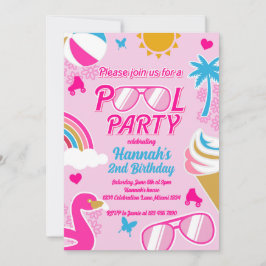 Bassäng Party Malibu Beach Birthday Girl Doll somm Inbjudningar