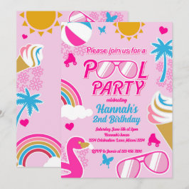 Bassäng Party Malibu Beach Birthday Girl Doll somm Inbjudningar