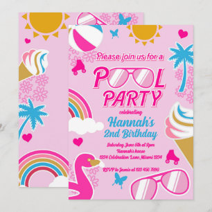 Bassäng Party Malibu Beach Birthday Girl Doll somm Inbjudningar