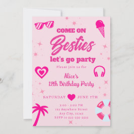 Bassäng Party Malibu Rosa Doll Beach Birthday Inbjudningar
