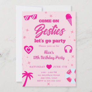 Bassäng Party Malibu Rosa Doll Beach Birthday Inbjudningar