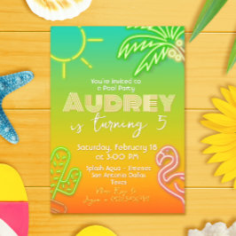 Bassäng Party Neon - Tropical - Aloha Inbjudningar