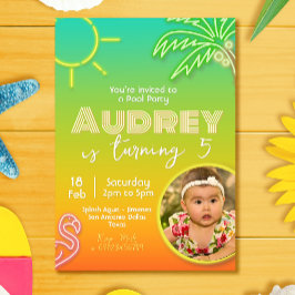 Bassäng Party Neon - Tropiskt - Aloha med Bild Inbjudningar