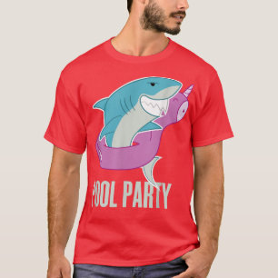 Bassäng Party: Oflatable Unicorn Flyter Lusj Shark T Shirt