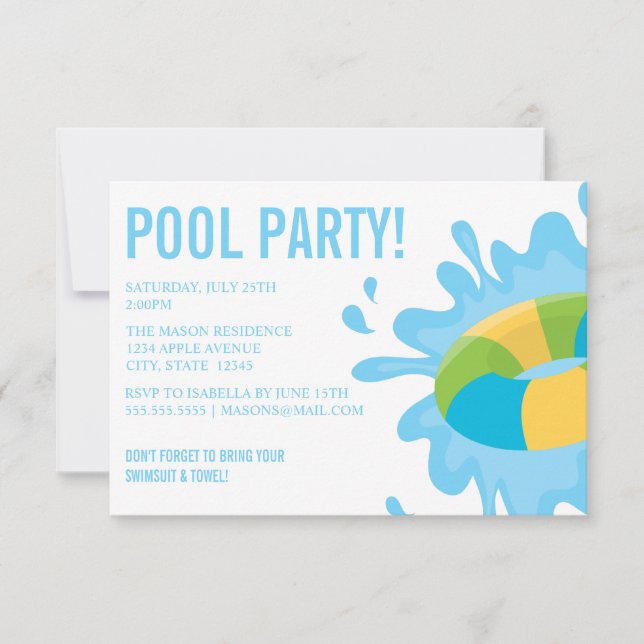BASSÄNG PARTY| Partsinbjudan Inbjudningar (Framsida)