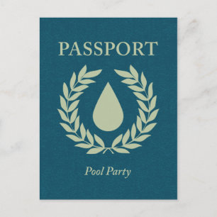 bassäng party pass inbjudan vykort