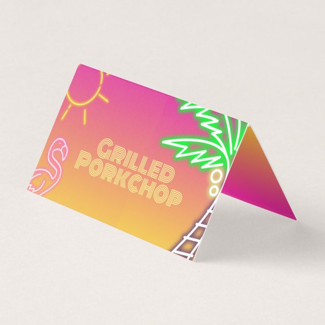 Bassäng Party Rosa Gult Food Label Tält Card Kort (Framsida)