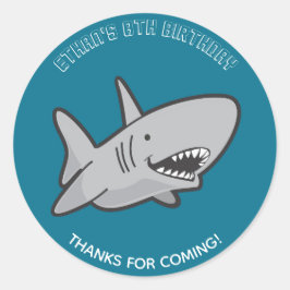 Bassäng Party Shark Birthday Stickers Runt Klistermärke