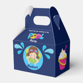 Bassäng Party Simma Birthday Cute Blue Tack Presentaskar