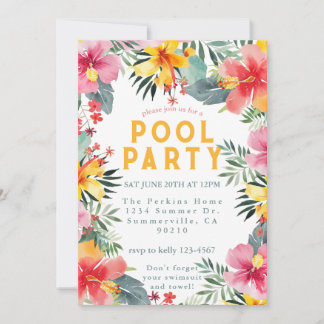Bassäng Party Sommar-BQ Inbjudningar
