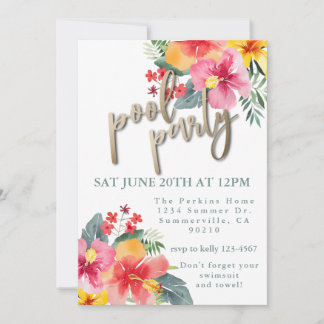 Bassäng Party Sommar-BQ Inbjudningar