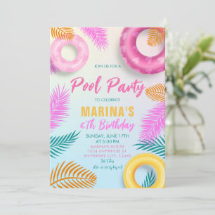 Bassäng Party Sommar simmande tropisk födelsedag Inbjudningar