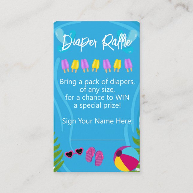 Bassäng Party Sommarbladet Raffle Baby Shower Tilläggskort (Framsida)