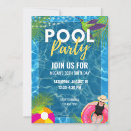 Bassäng Party Sommarfödelsedag Vuxen tonåring Part Inbjudningar