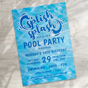Bassäng Party Spanska Stänk-födelsedagen Inbjudningar