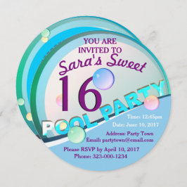 Bassäng Party Sweet 16-födelsedagsinbjudan Inbjudningar