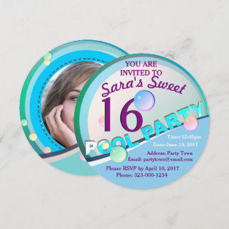 Bassäng Party Sweet 16-födelsedagsinbjudan Inbjudningar