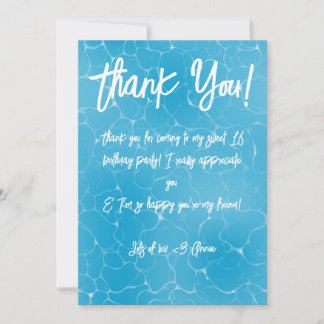 Bassäng Party Sweet 16 Vatten Blue Minimalist Bday Tack Kort