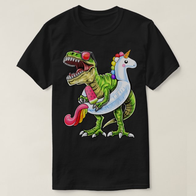 Bassäng Party T Rex Dinosaur Unicorn Flyter sommar Shirt (Design framsida)
