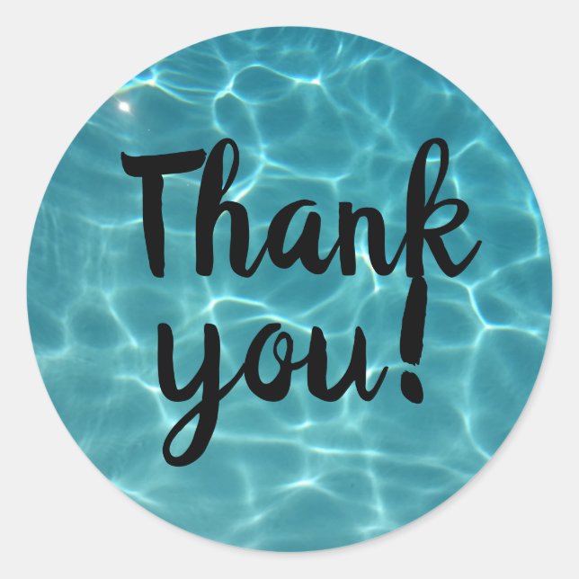 Bassäng Party Tack!  Runt Klistermärke (Framsida)