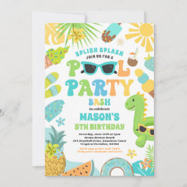 Bassäng Party Tropical Summer Bassäng Födelsedagsf Inbjudningar