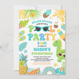 Bassäng Party Tropical Summer Bassäng Födelsedagsf Inbjudningar