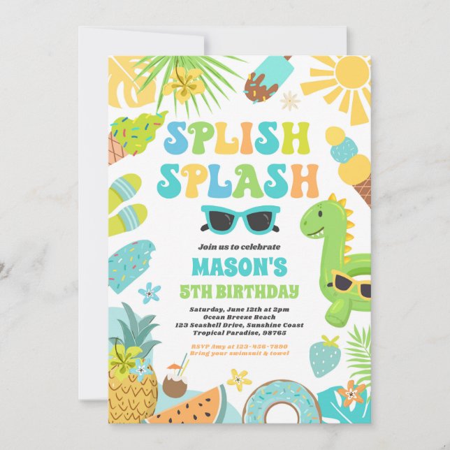 Bassäng Party Tropical Summer Bassäng Födelsedagsf Inbjudningar (Framsida)