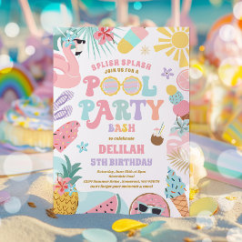 Bassäng Party Tropical Summer Bassäng Födelsedagsf Inbjudningar