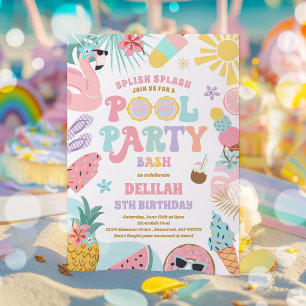 Bassäng Party Tropical Summer Bassäng Födelsedagsf Inbjudningar