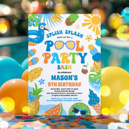Bassäng Party Tropical Summer Bassäng Födelsedagsf Inbjudningar