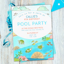 Bassäng Party Turtles sommarfödelsedag