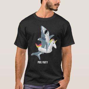 Bassäng Party Unicorn Flyter Funny Shark Älskare G T Shirt
