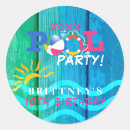Bassäng Party uppmärksammande av födelsedagen Runt Klistermärke