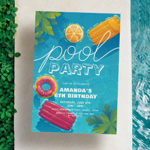 Bassäng Party varje år, modern tropisk födelsedag Inbjudningar