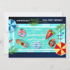 Bassäng Party vid födelsedag Inbjudningar