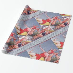 Bassäng Party Vintage Swimming Sommar Presentpapper