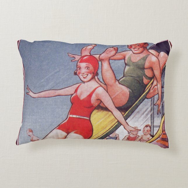 Bassäng Party Vintage Swimming Sommar Prydnadskudde (Baksidan)