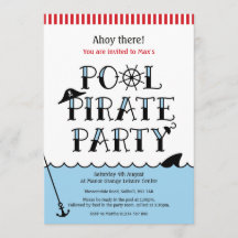 Bassäng Pirat Party födelsedag Inbjudan