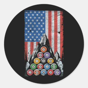 Bassäng Player American Flagga Billard Snooker InB Runt Klistermärke