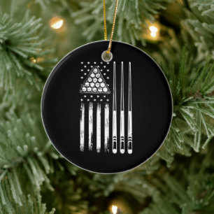 Bassäng Player American Flagga Julgransprydnad Keramik