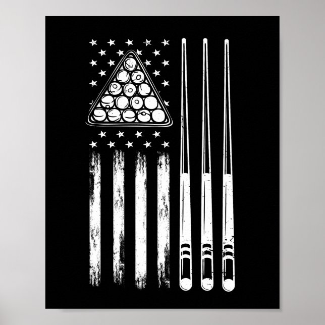 Bassäng Player American Flagga Poster (Framsidan)