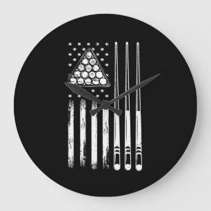 Bassäng Player American Flagga Stor Klocka