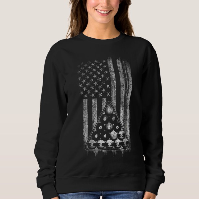 Bassäng Player American Flagga T Shirt (Framsida)