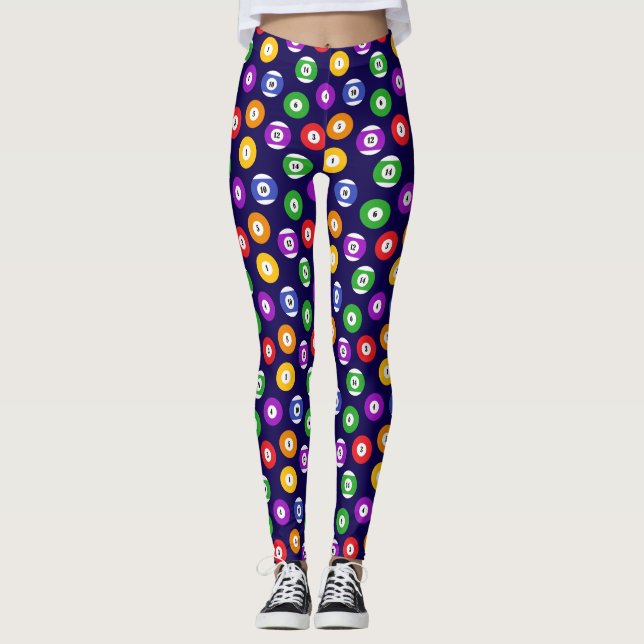 Bassäng Player Billiard Bollar Mönster Leggings (Framsida)