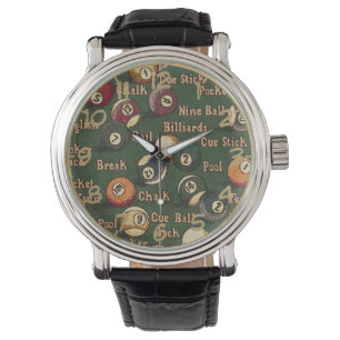 Bassäng Shark Billiard Bollar Background Wrist Wa Armbandsur