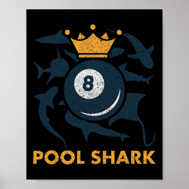 Bassäng Shark Billiards Bassäng Billiards Hall Pla Poster (Framsidan)