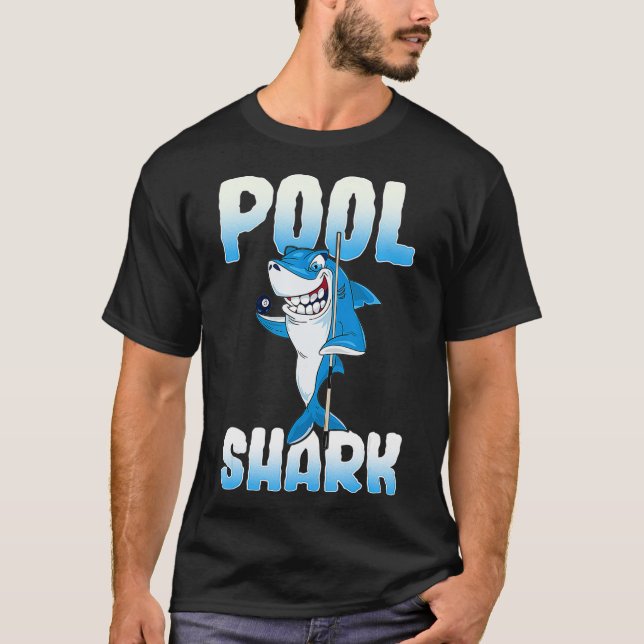 Bassäng Shark Funny Bassäng Billiards Player T Shirt (Framsida)