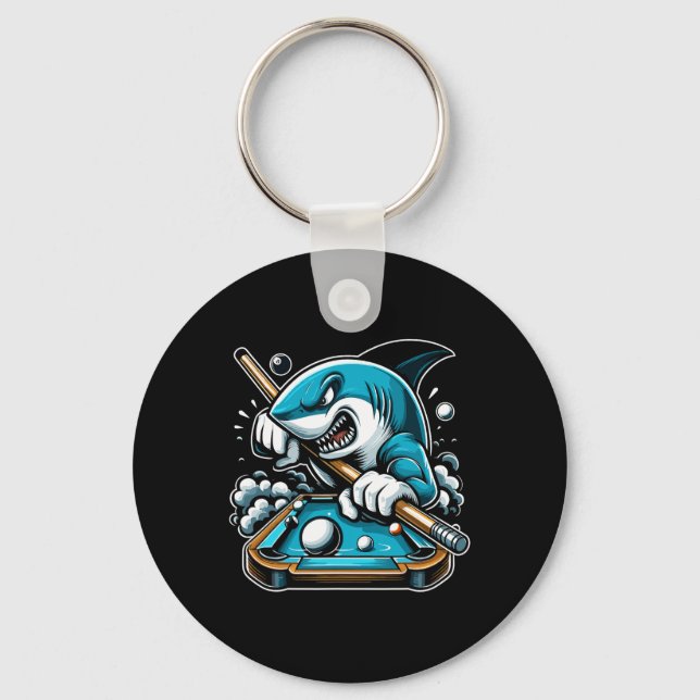 Bassäng Shark Funny Bassäng Player Billiards Billi Nyckelring (Framsida)