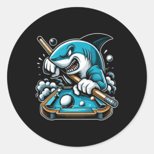 Bassäng Shark Funny Bassäng Player Billiards Billi Runt Klistermärke